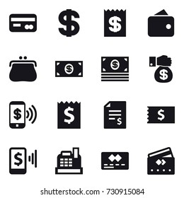 16 vector icon set : card, dollar, receipt, wallet, purse, money, money gift, phone pay, account balance, mobile pay, cashbox, credit card