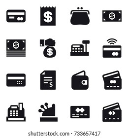 16 vector icon set : card, receipt, purse, money, money gift, cashbox, tap to pay, credit card, account balance, wallet