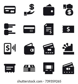 16 vector icon set : card, investment, wallet, money gift, diagram, credit card, account balance, receipt, mobile pay, cashbox, atm receipt, atm