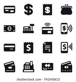 16 vector icon set : card, dollar, receipt, purse, money, cashbox, tap to pay, phone pay, credit card, account balance, mobile pay