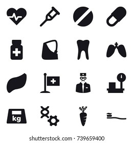 16 vector icon set : carrot, tooth brush