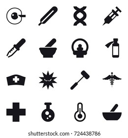 16 vector icon set : cell corection, mortar