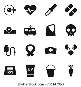 16 vector icon set : cell corection, uv cream, bucket, carrot