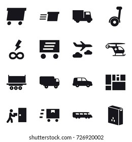 16 vector icon set : delivery, truck, segway, infinity power, journey