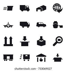 16 vector icon set : delivery, truck, warehouse, package