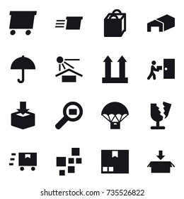 16 vector icon set : delivery, shopping bag, warehouse, package