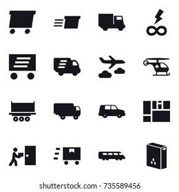 16 vector icon set : delivery, truck, infinity power, journey