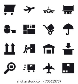 16 vector icon set : delivery, airplane, package