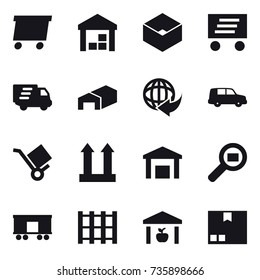 16 vector icon set : delivery, warehouse, box, package