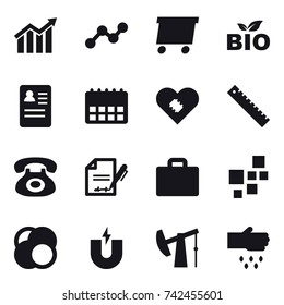 16 vector icon set : diagram, graph, delivery, bio, ruler, suitcase iocn, sow