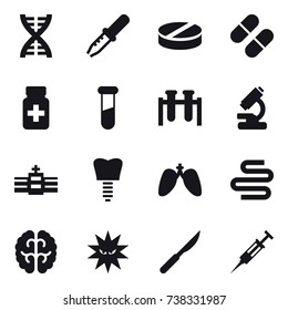 16 vector icon set : dna, syringe