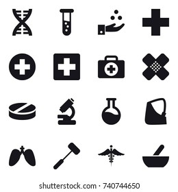 16 vector icon set : dna, vial, chamical industry, mortar