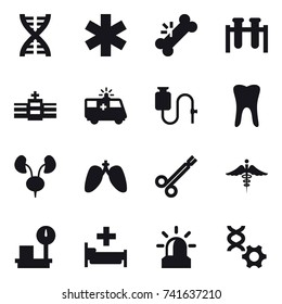 16 vector icon set : dna, hospital, alarm