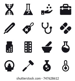 16 vector icon set : dna, flask, chamical industry