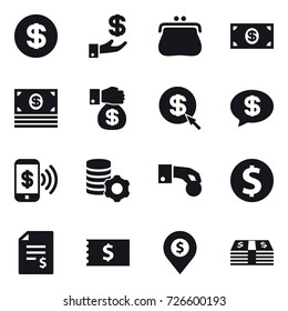 16 vector icon set : dollar, investment, purse, money, money gift, dollar arrow, money message, phone pay, virtual mining, hand coin, dollar coin, account balance, receipt, dollar pin