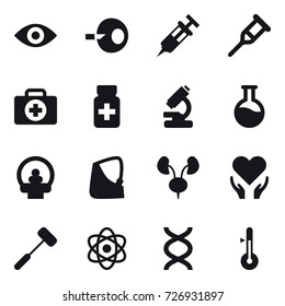 16 vector icon set : eye, thermometer
