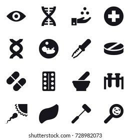 16 vector icon set : eye, dna, chamical industry, viruses