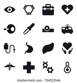 16 vector icon set : eye, hex molecule