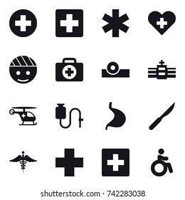 16 vector icon set : first aid, invalid
