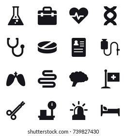 16 vector icon set : flask, alarm, bed