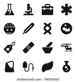 16 vector icon set : flask, microscope
