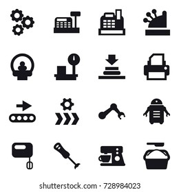 16 vector icon set : gear, cashbox, washing powder