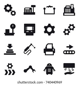 16 vector icon set : gear, cashbox, electrostatic, atm, hand dryer