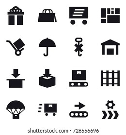16 vector icon set : gift, shopping bag, delivery