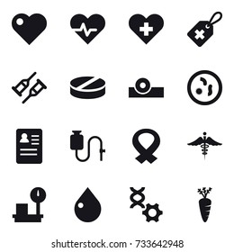 16 vector icon set : heart, drop, carrot