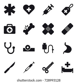 16 vector icon set : hospital