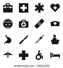 16 vector icon set : invalid, bed