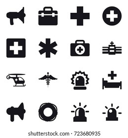 16 vector icon set : loudspeaker, hospital, loudspeaker, lifebuoy, alarm 16 vector icon set : loudspeaker, hospital, loudspeaker, lifebuoy, alarm