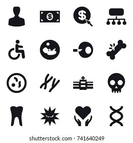 16 vector icon set : man, money, dollar arrow, structure