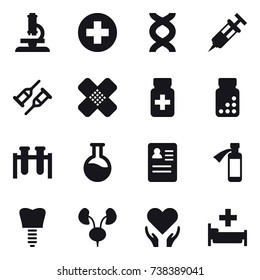 16 vector icon set : microscope, hospital