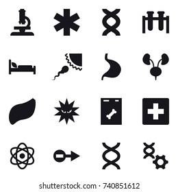 16 vector icon set : microscope, first aid