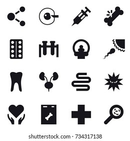 16 vector icon set : molecule, cell corection, viruses