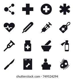 16 vector icon set : molecule, microb