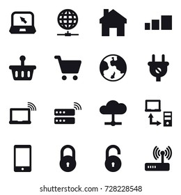 16 vector icon set : notebook, globe connect, home, earth