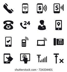 16 Vector Icon Set : Phone, Phone Wireless, Phone Pay, Mobile Pay, Mobile Checking