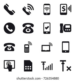 16 Vector Icon Set : Phone, Call, Phone Wireless, Mobile Pay, Mobile Checking, Intercome