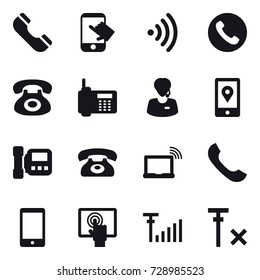 16 vector icon set : phone, touch, wireless, intercome