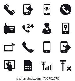 16 vector icon set : phone, touch, phone wireless