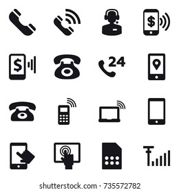 16 Vector Icon Set : Phone, Call, Call Center, Phone Pay, Mobile Pay