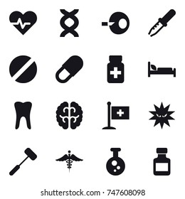 16 vector icon set : pills bottle