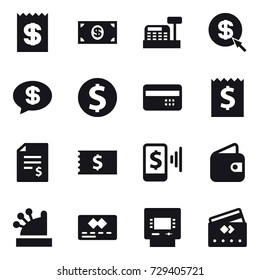 16 vector icon set : receipt, money, cashbox, dollar arrow, money message, dollar coin, credit card, account balance, mobile pay, wallet, atm 16 vector icon set : receipt, money, cashbox, dollar arrow, money message, dollar coin, credit card, account balance, mobile pay, wallet, atm