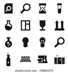 16 vector icon set : search document, magnifier, window, bulb, clean  window