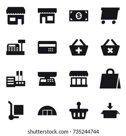 Grocery Shop Shopping Collection Icons Set Stock Vector (Royalty Free ...