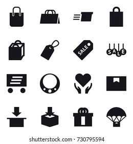 16 vector icon set : shopping bag, delivery, label, sale label, sale, necklace
