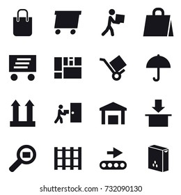 16 vector icon set : shopping bag, delivery, courier