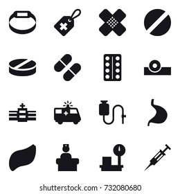 16 vector icon set : smart bracelet, syringe